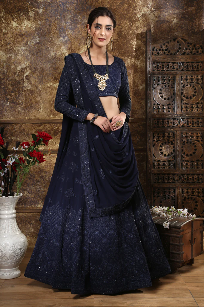 Elegant and Classic: The Timeless Appeal of a Navy Blue Lehenga