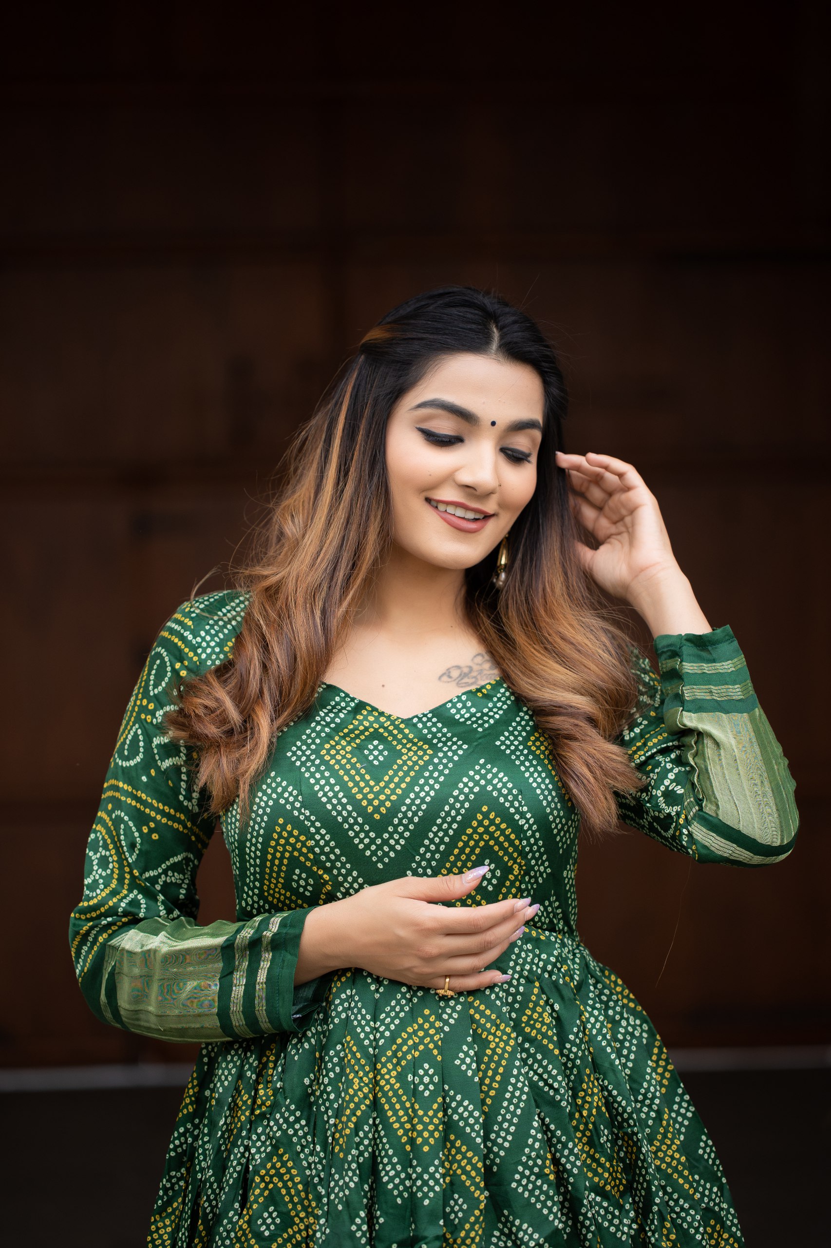 Unveiling Elegance: The Gaji Silk Bandhej Gown for Every Woman
